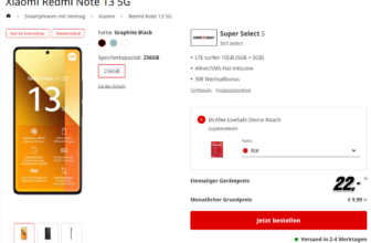 Xiaomi Redmi Note 13 5G + McAfee LiveSafe Attach + Super Select S 10 GB LTE