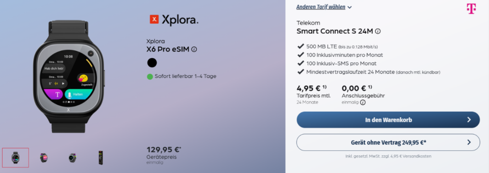 Xplora X6 Pro eSIM Kinder Smartwatch mit Telekom Smart Connect S