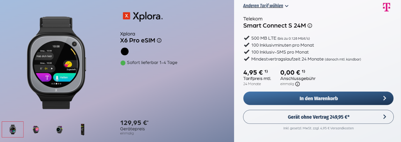 Xplora X6 Pro Esim Kinder Smartwatch Mit Telekom Smart Connect S