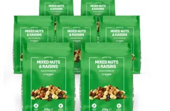 by Amazon Studentenfutter natürliche Nüsse & Rosinen Mix 7er Pack (7×200 g) ab 9,60 € inkl. Prime-Versand