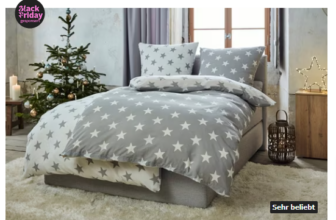 my-home-Wendebettwäsche-STELLA-Polycotton-2-teilig-Bettwäsche-mit-Sternen-Weihnachten-Winter-Wende-Bettbezug-