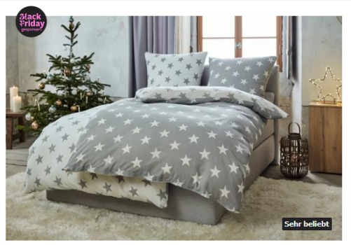 my-home-Wendebettwäsche-STELLA-Polycotton-2-teilig-Bettwäsche-mit-Sternen-Weihnachten-Winter-Wende-Bettbezug-