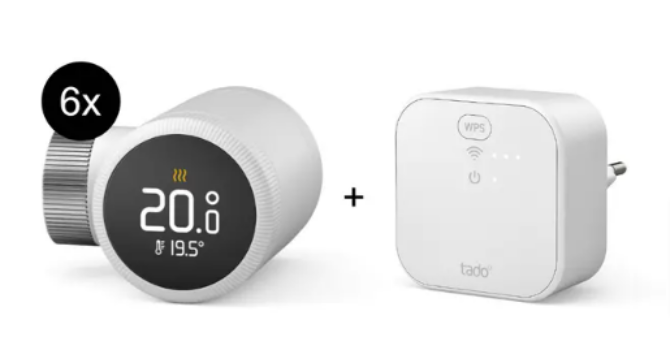 tado°-Starter-Kit-Smartes-Heizkörper-Thermostat-X-6er-Set-Bridge