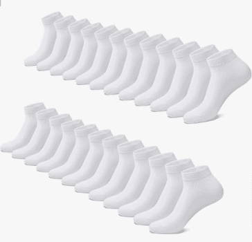 FALARY-Sneaker-Socken-Herren-Damen-12-Paar-Kurze-Halbsocken-Baumwolle-Weiß-