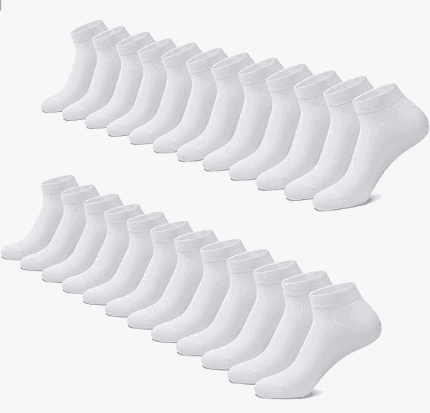 Falary-Sneaker-Socken-Herren-Damen-12-Paar-Kurze-Halbsocken-Baumwolle-Weiß-