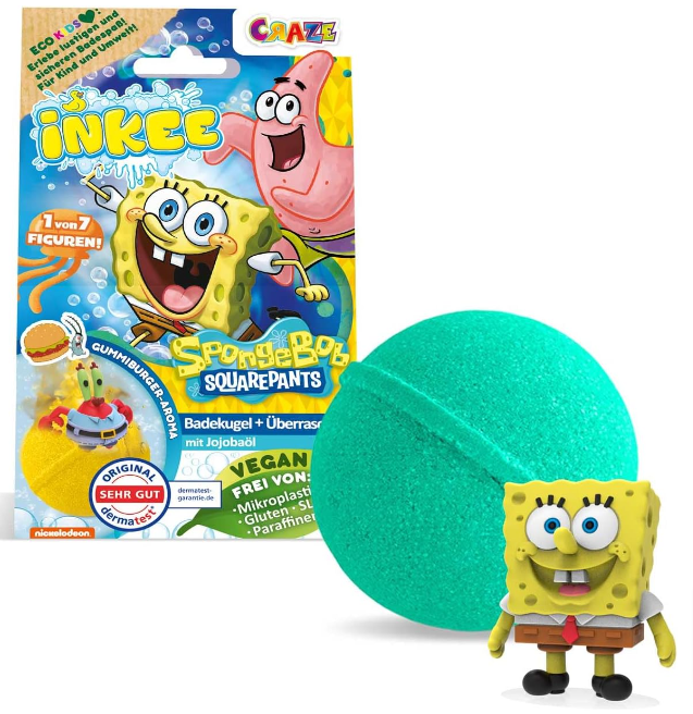 Inkee-Spongebob-Badebombe-Kinder-Mit-Überraschung-Spongebob-Schwammkopf-Figuren-Zum-Sammeln-Badekugel