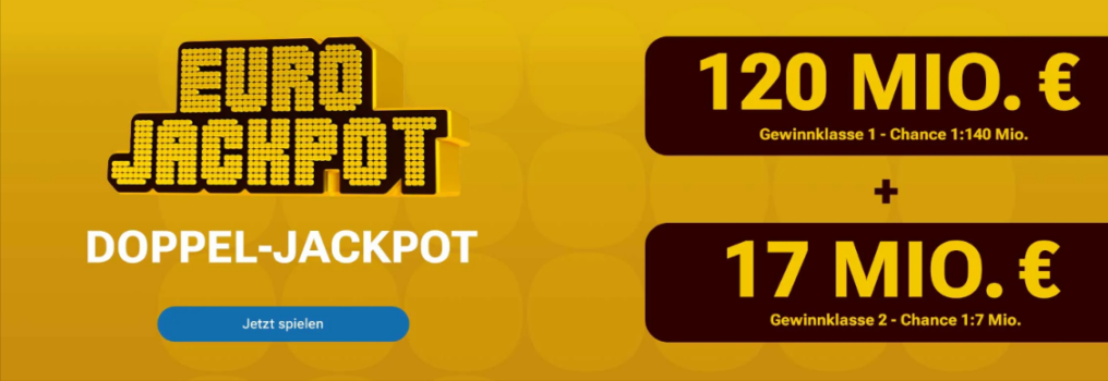 Lotto24 EUROJACKPOT 120 Mio Jackpot + 17 Mio Gewinnklasse 2