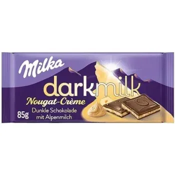 Milka Dark Milk Nougat-Créme Zartherbe Alpenmilch-Schokolade