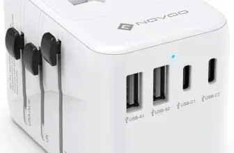 NOVOO Reiseadapter Weltweit 5 Ports Steckdosenadapter 21W mit 2 USB