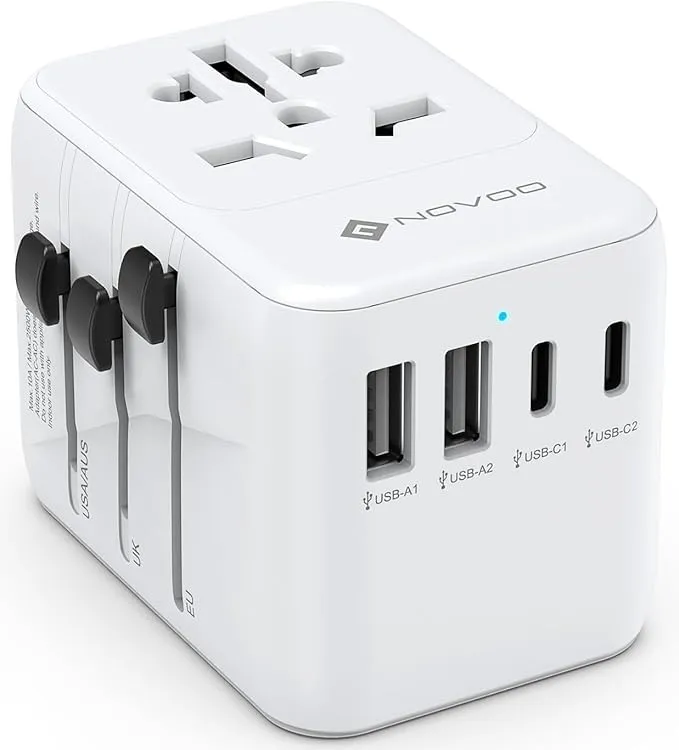 Novoo Reiseadapter Weltweit 5 Ports Steckdosenadapter 21W Mit 2 Usb