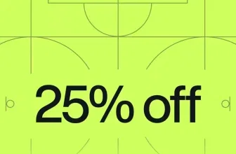 Hellgrüner Hintergrund mit Basketballfeld-Markierungen und dem Text 25% off