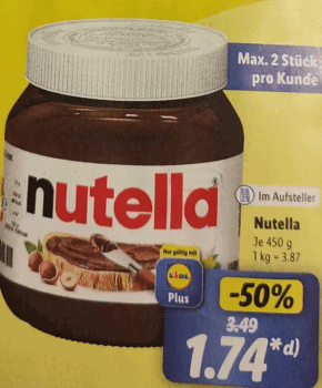 Nutella 450g Glas Angebot LIdl