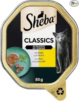 SHEBA Schale Nassfutter für Katzen Classics in Pastete mit Kalb und Huhn