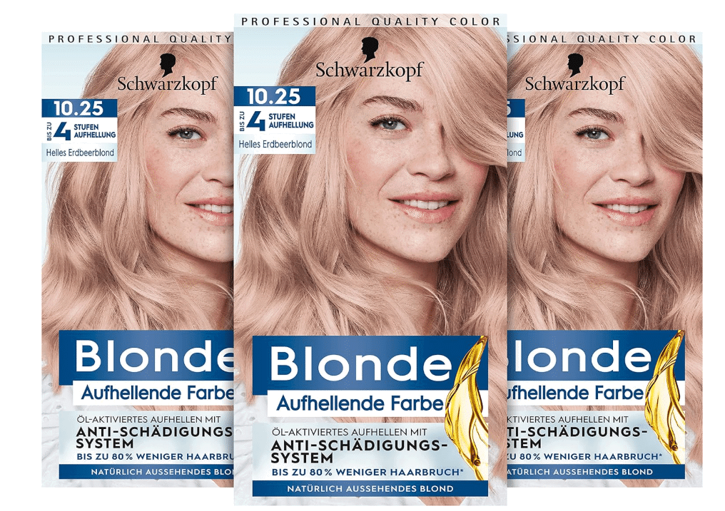 Schwarzkopf-Blonde-Aufhellende-Farbe-10-25-Helles-Erdbeerblond-3-X-142-Ml-Haarfärbemittel-Für-Öl-Aktiviertes-Haare-