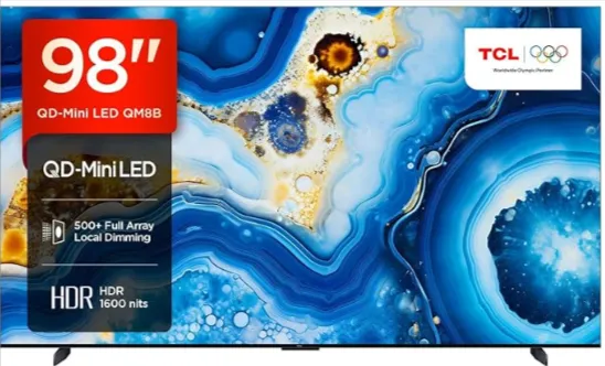 Tcl 98Qm8B Fernseher Miniled 98 Zoll Qled 144Hz 4K Hdr