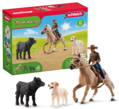 schleich-FARM-WORLD-42578-Bauernhof-Rodeo-Abenteuer-Spielset-6-Teiliges-Tiere-Set