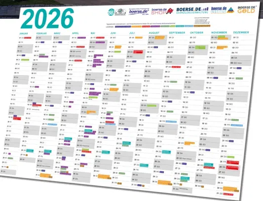 Gratis: Börsenkalender 2026 (A3) kostenlos bestellen 📅📈