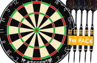 KESSER®-Dartscheibe-Kork-mit-9-Dartpfeile-Professional-Dartboard-