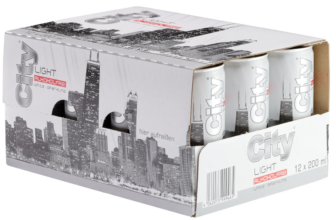 City Light Alkoholfrei 12x200ml Bierpackung auf modernem Hintergrund