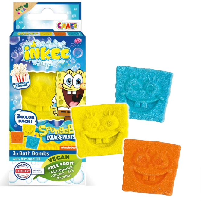 Inkee-Badebomben-Kinder-Sponge-Bob-Mini-Pack-3Er-Pack-Badekugeln-