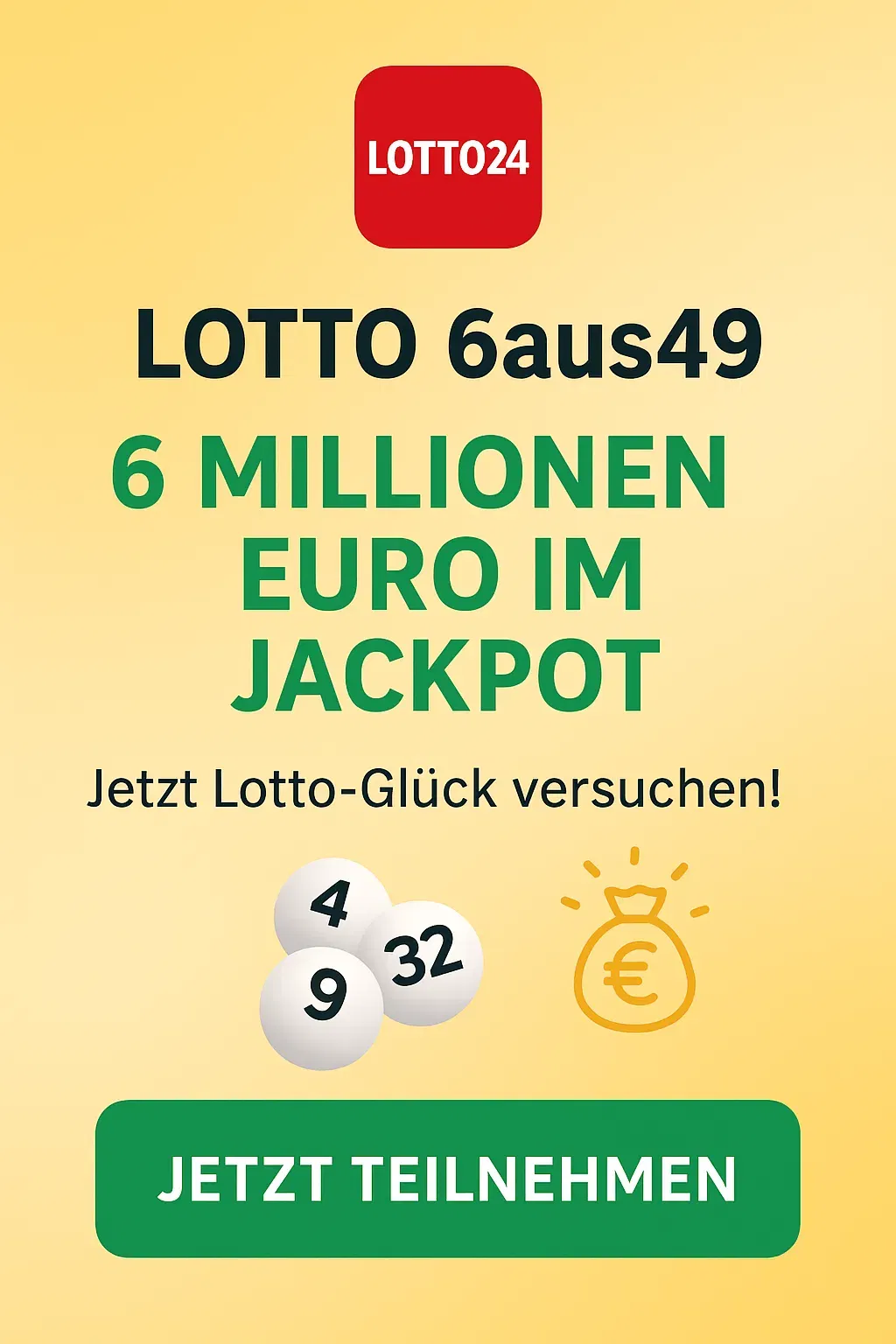 Schnäppchen, Deals Und Rabattcodes Des Tages - Lotto24 Lotto 6Aus49 Mit 6 Millionen Euro Im Jackpot