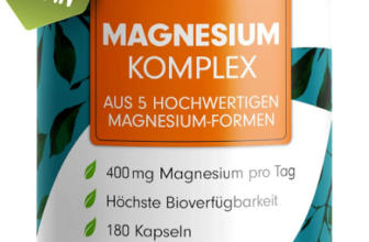 Magnesium-Komplex-180-Kapseln-400-mg-elementares-pro-Tag-5-hochwertige-Formen-Magnesium-Oxid-Citrat-Bisglycinat