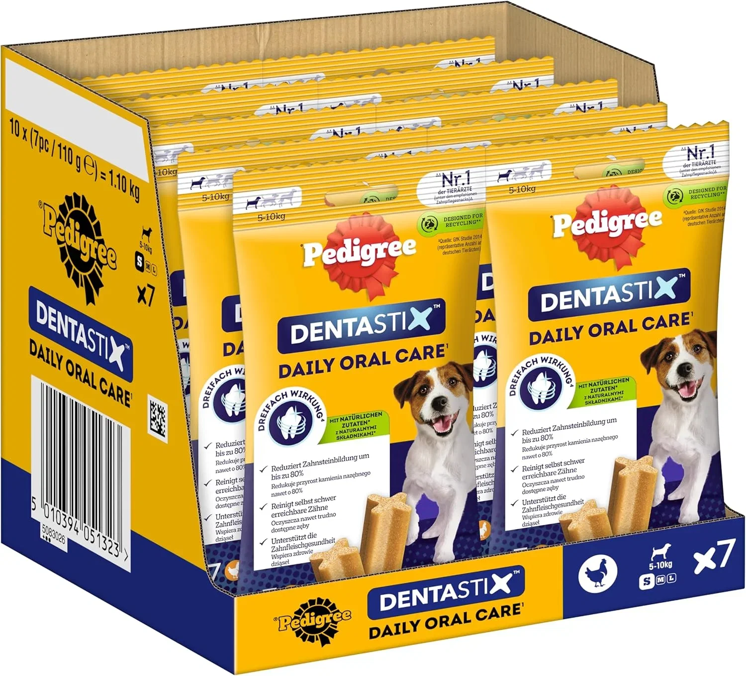 Pedigree DentaStix Daily Oral Care Zahnpflegesnack für kleine Hunde (5-10 Kilo) 70 Stück