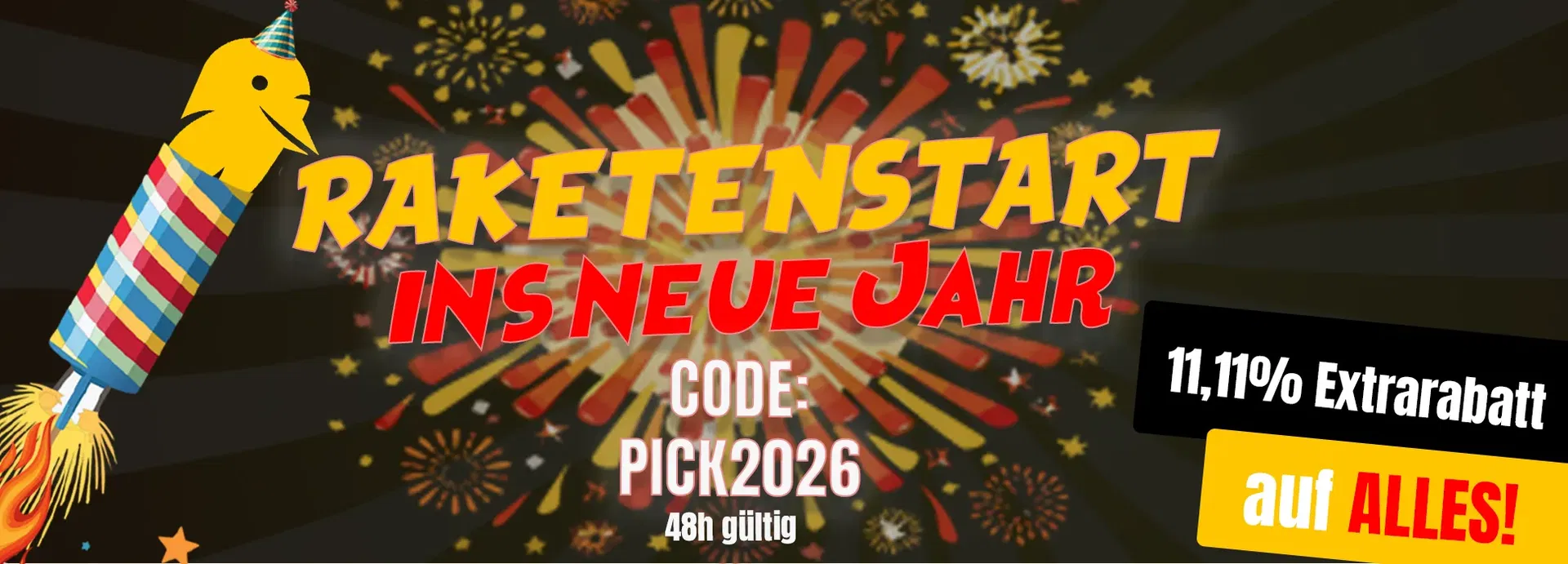 Picksport Raketenstart – 11,11 % Rabatt auf das gesamte Sortiment