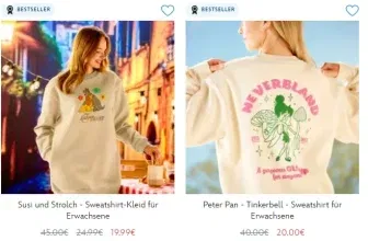 Shop Disney: Sale 50 % Rabatt auf ausgewählte Kollektionen + kostenlosen Versand