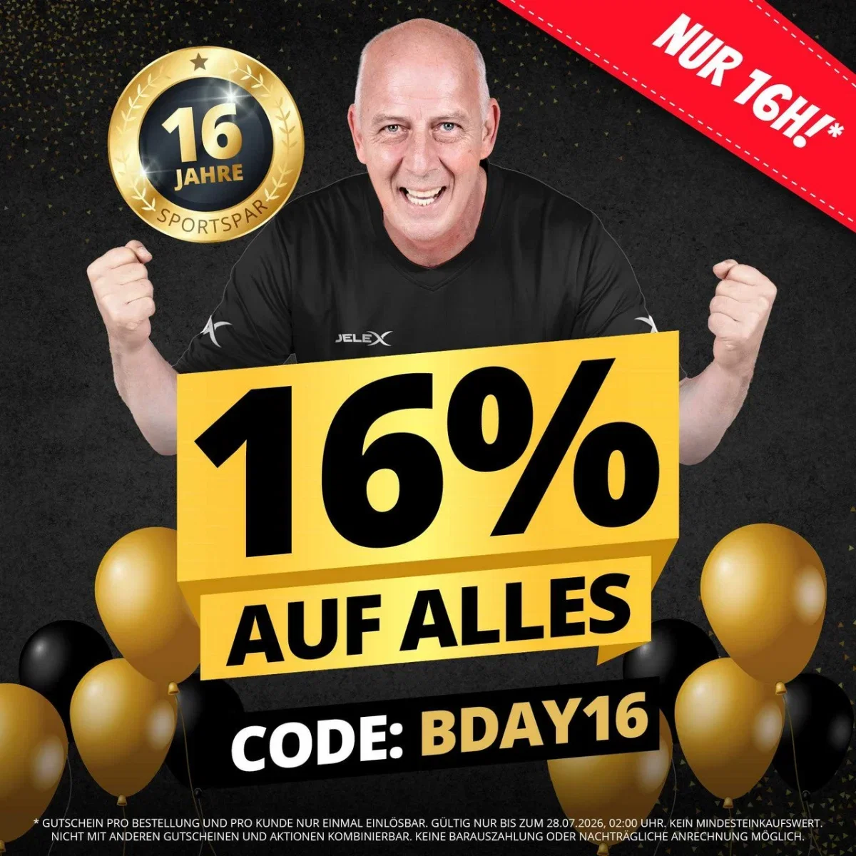 SportSpar Geburtstag Extra-Rabatt: 16 % Rabatt auf alles ohne MBW