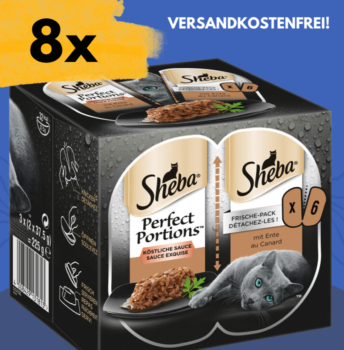 Tierwelt-48-x-37-5g-Sheba-Perfect-Portions-Sauce-für-Katzen-mit-Ente-Katzenfutter