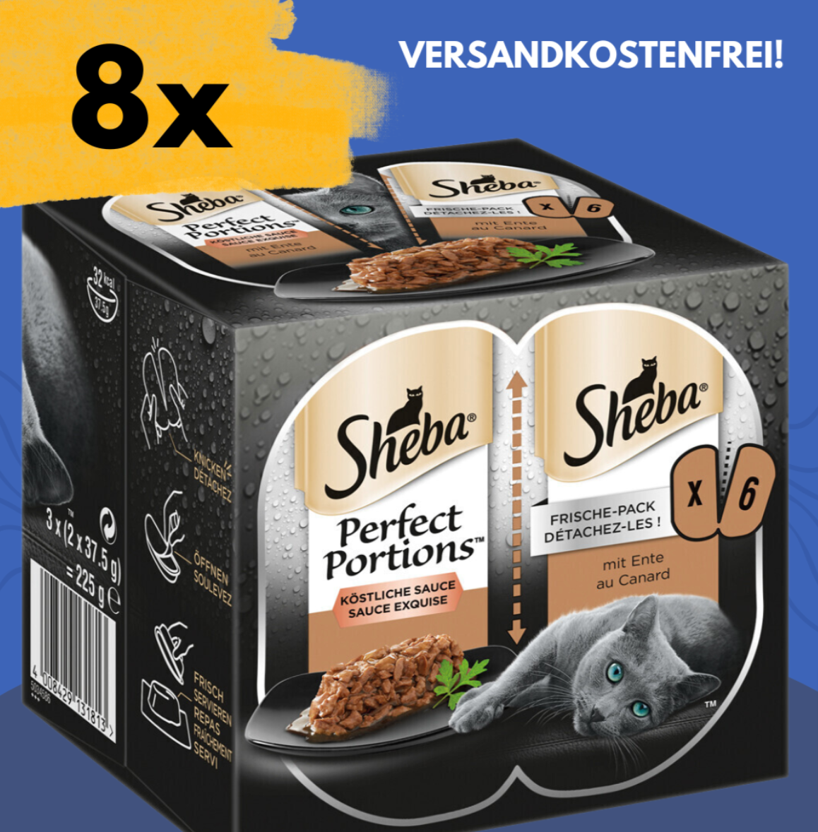 Tierwelt-48-X-37-5G-Sheba-Perfect-Portions-Sauce-Für-Katzen-Mit-Ente-Katzenfutter