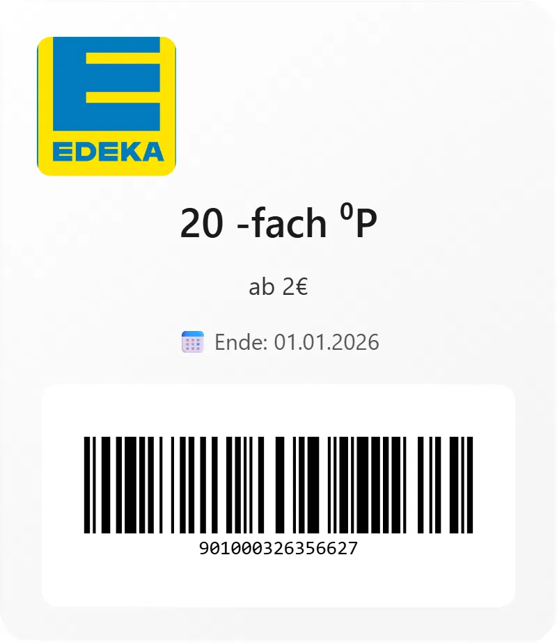 Schnäppchen, Deals und Rabattcodes des Tages - Edeka 20 EAN 901000326356627