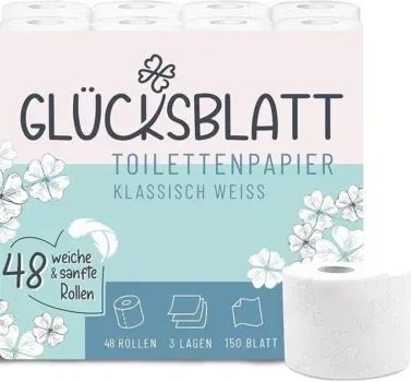 Glücksblatt Toilettenpapier KLASSISCH WEISS 3-lagig