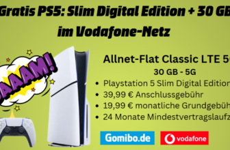 Handyvertrag mit PS5 Slim Digital Edition 30 GB im Vodafone-Netz – eff. kostenlos