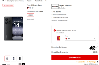 Xiaomi Redmi Note 14 5G + Super Select XS mit 3 GB 5G