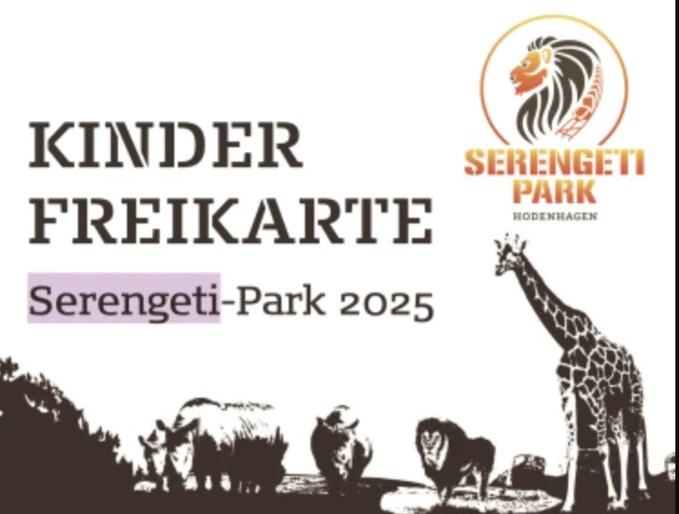 Kostenlose Kinderfreikarte für den Serengeti Park (Wert: 37,50 €) – Saison 2025 (bis 02.11.2025)