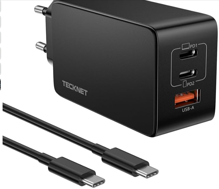 65W Usb C Gan Ladegeraet Tecknet 3 Port Mit Ladekabel Schnellladegeraet Pd3 0 Qc4 0