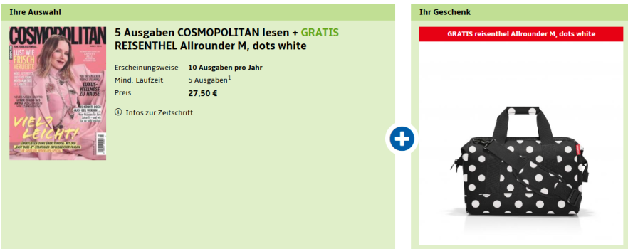 COSMOPOLITAN Zeitschrift und Reisenthel Allrounder M im Sonderangebot