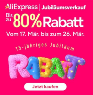 Aliexpress 15 Jahre Jubilaeum