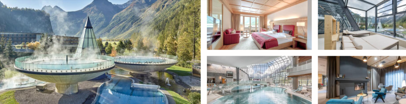 Panoramablick auf das Aqua Dome Hotel & Therme in Tirol