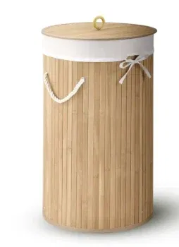 Wäschekorb Bambus Curly-Round - stilvoller Wäschekorb aus Bambus.