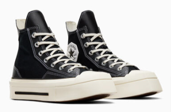 Converse Chuck 70 De Luxe Squared Schuhe in schwarz-weißem Design zum reduzierten Preis.