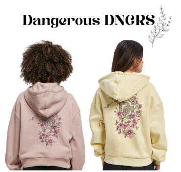 Dangerous DNGRS Flowerprint Hoodie in Schwarz und Weiß