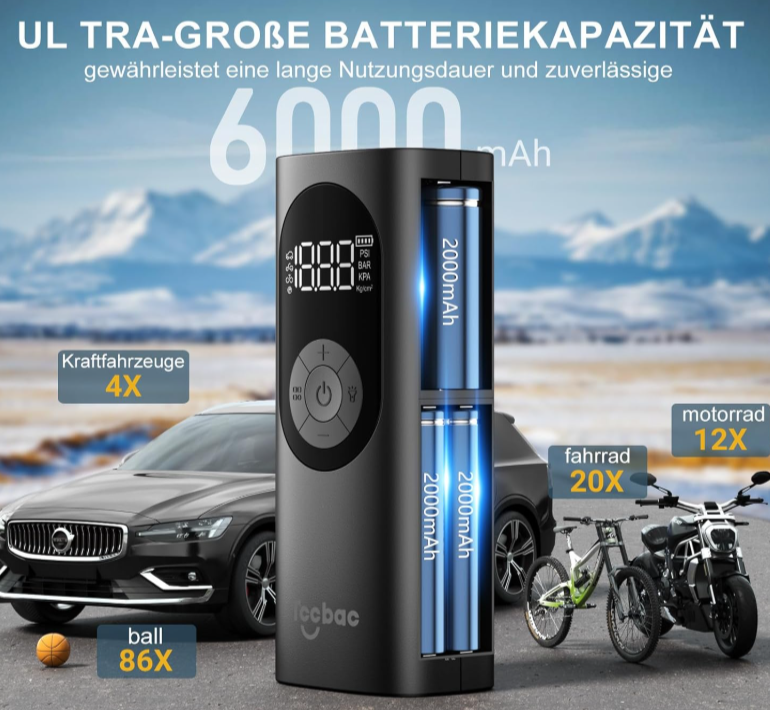 Elektrische Luftpumpe 6000Mah Tragbar Fahrradpumpe