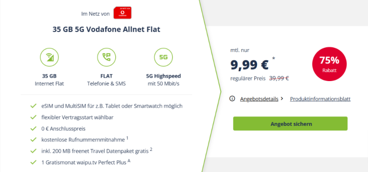 Freenet 35 GB 5G Vodafone Allnet Flat