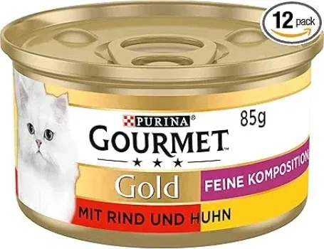 Gourmet PURINA GOURMET Gold Feine Komposition Katzenfutter nass, mit Rind und Huhn