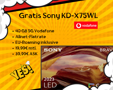 40 GB 5G Allnet Flat Vodafone Angebot mit kostenlosem Sony Bravia 4K Ultra HD-Fernseher