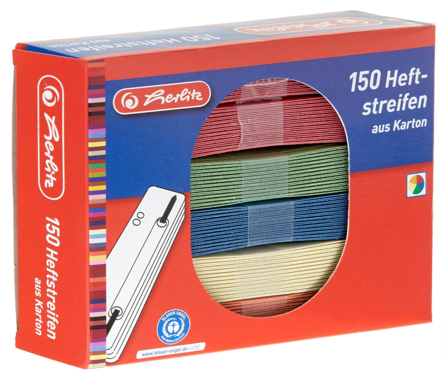 Herlitz-8767709-Heftstreifen-Recycling-150Er-Packung-Farben-Sortiert