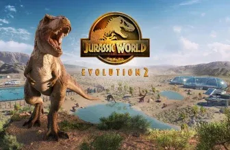 Jurassic World Evolution 2 Gameplay Screenshot mit Dinosauriern und Grafik